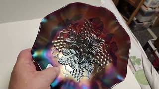 Elwood Antiques Northwood Grape Leaves and Pansey exterior Bowl