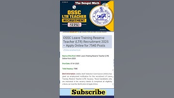 OSSC LTR Teacher Recruitment 2025 #job #education