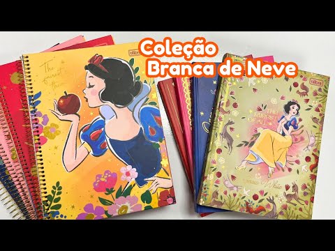 Cadernos Branca de Neve Tilibra 🍎 Brochura Folhas Decoradas e Espiral Universitário - Coleção Disney
