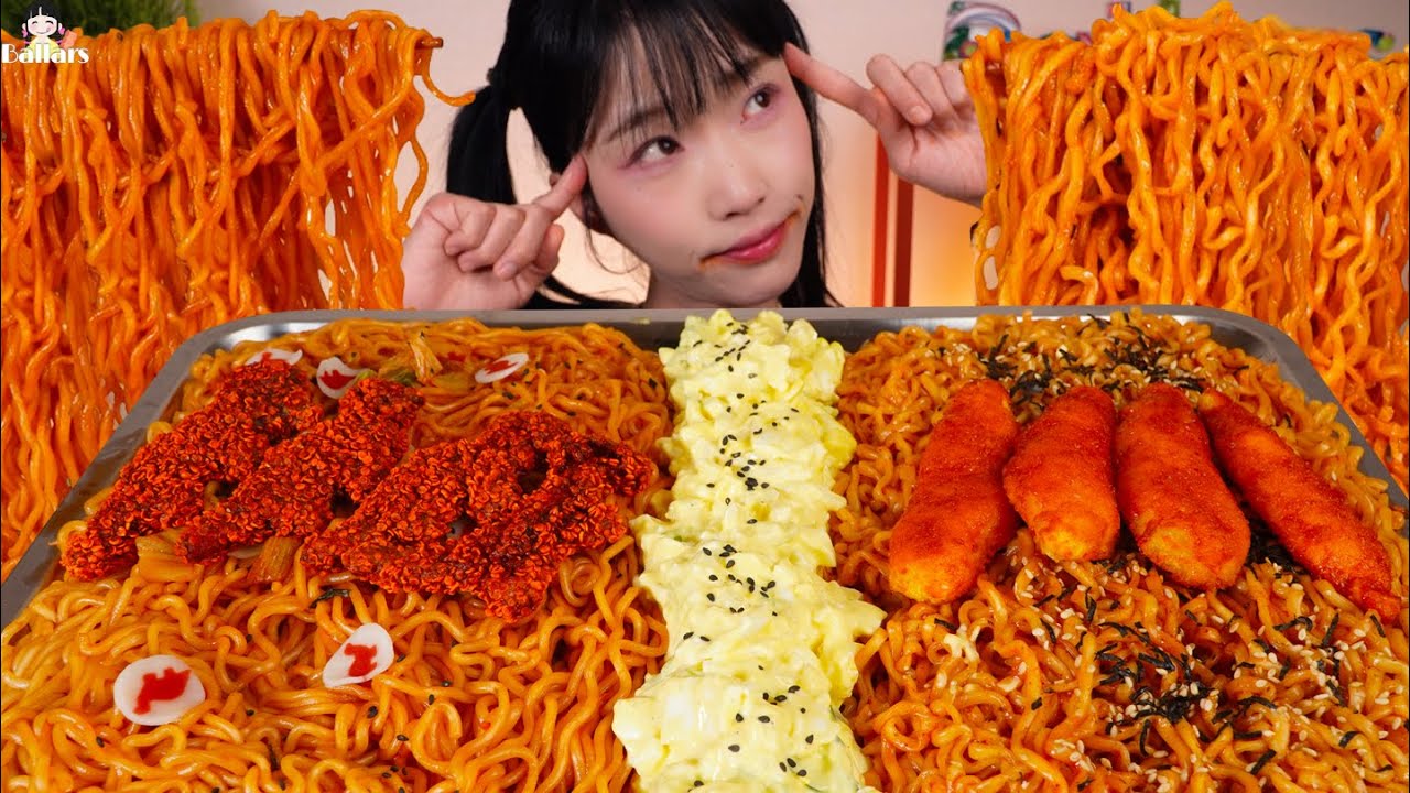 Mukbang:) 🌶️ Korean Spicy Noodles 🌶️☆ Big Bites :: ASMR :: Eatingshow ☆