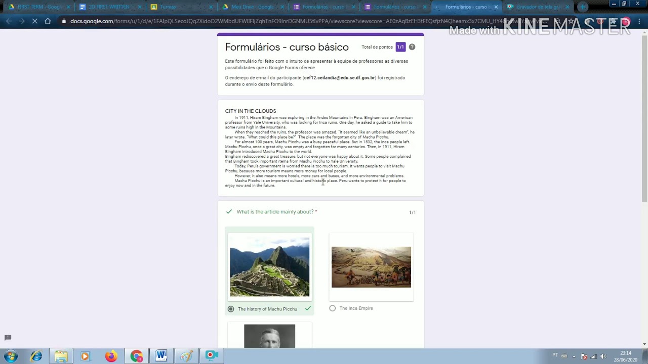 Resposta curta e parágrafo - Google Forms 