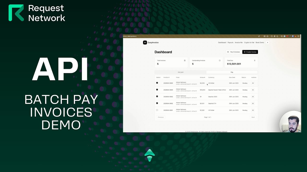 Request Network API - Batch Pay Invoices Demo