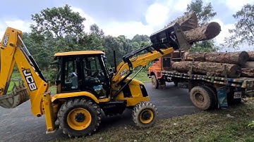 jcb 3dx super loading logs into a truck || jcb loading log || jcb loading timbers || jcb 6in1 bucket