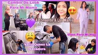 Cambio De Look Para Mi Mamá🥰Se Descompuso La Secadora 😩Uñas Para Angie/Pijamas Nuevas De Ekouaer💜