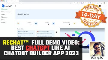 ReChat™ Review Full Demo Video: Best ChatGPT Like AI Chatbot Builder App 2023!