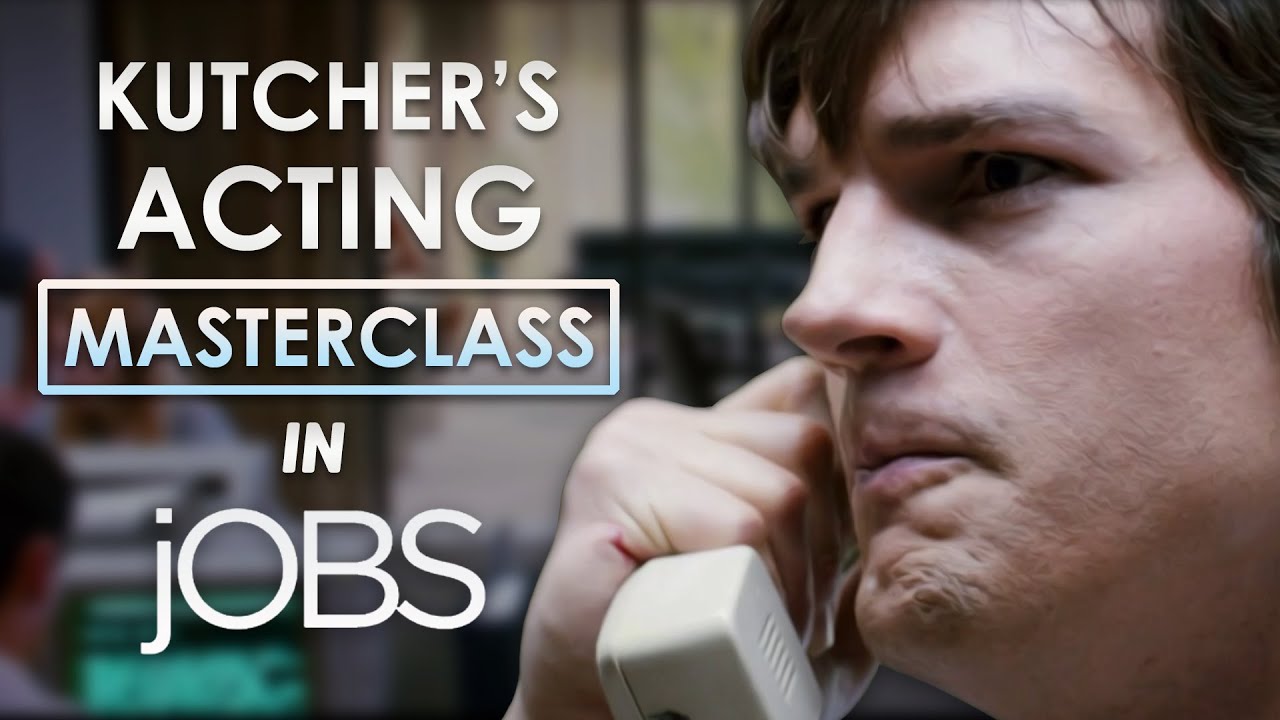 Jobs (2013) is an SNL skit disguised as a movie, with many scenes of people  cheering every Apple product. Kutcher probably thought it was his  Oscar-winning perfomance, but he's so out of his depth he's unintentionally  hilarious. I enjoyed it in so bad it's ..., image size:1280x720