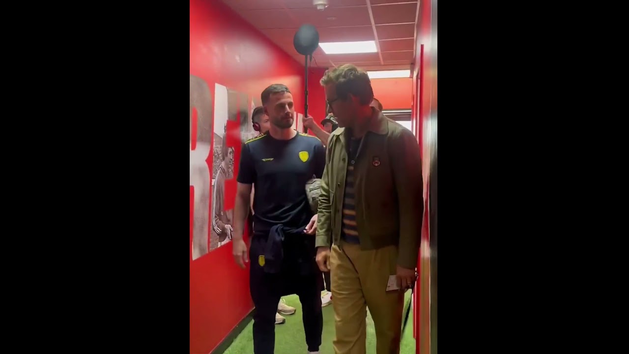 Ryan Reynolds Greets ex Wrexham Player before Match in Wrexham 
