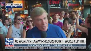 Liz Vicious Fox News Greg Palkot nearly drowned out by a crowd chanting fuck Trump