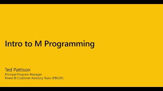 Power BI Dev Camp March Intro to M Programming