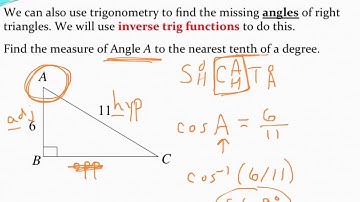 Using inverse trig to find the missing angle of a right triangle with application