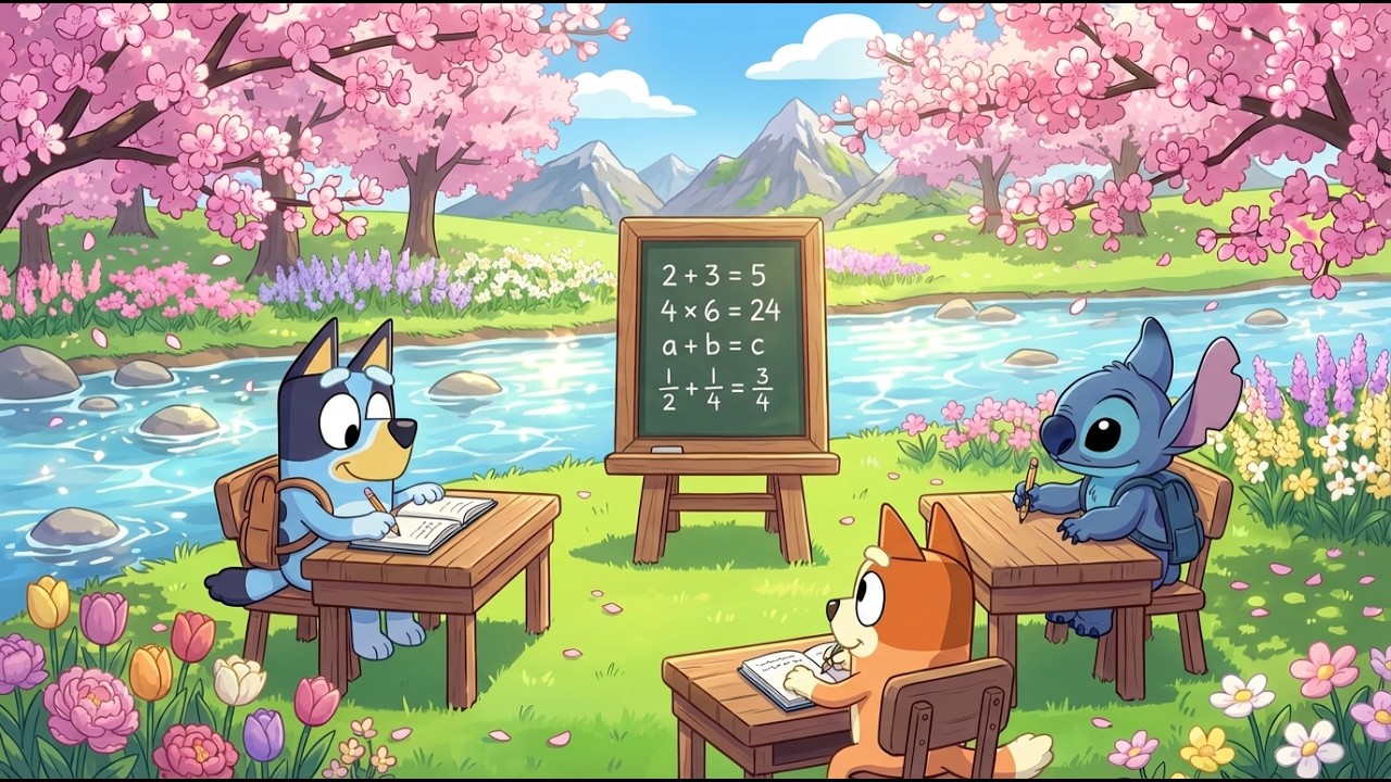 Stitch  & Bluey Spring Study Classroom 🌷 Soft Lofi for Homework & Deep Focus 🎧 Fresh Blossom Learn