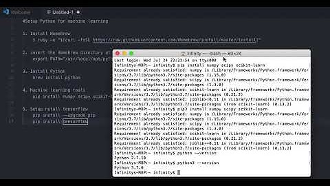 Install ML Tools on Mac | Installing tensorflow, scipy, numpy, matplotlib and python3.7