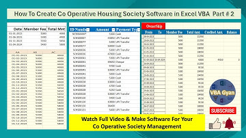 How To Create Co Operative Housing Society Software in Excel VBA Part 2