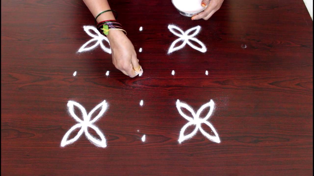 simple kolam designs with 5x5 dots- muggulu designs with dots ...