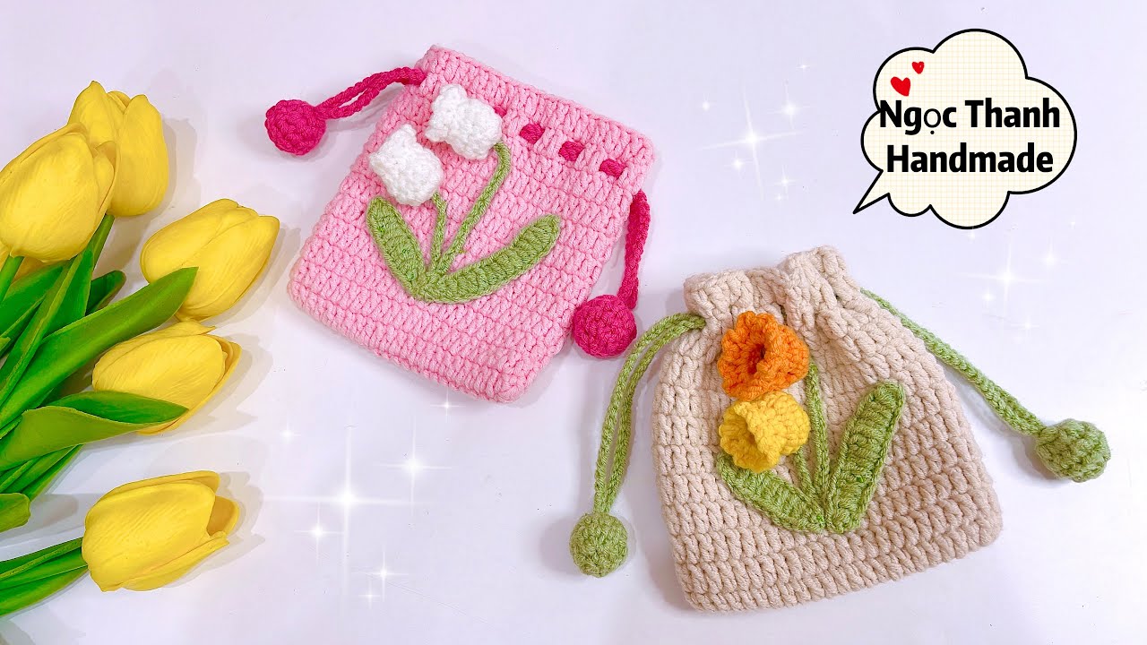 #93 - Móc túi rút bằng len/ Ngọc Thanh Handmade 💕| How to crochet a ...