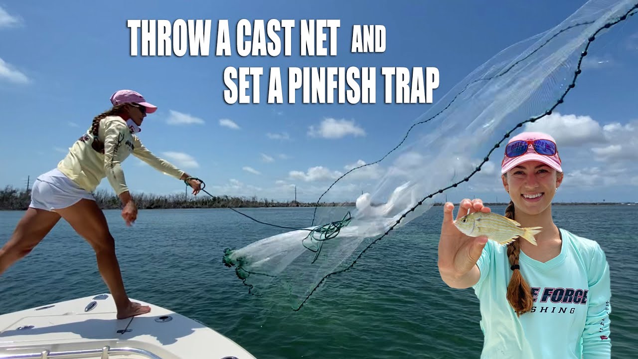 HOW TO THROW A CAST NET & SET A PINFISH TRAP 🥞🐟 Catch bait in the Florida  Keys