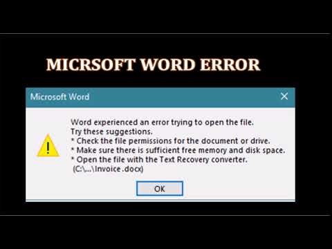 Word experienced an error trying to open the file