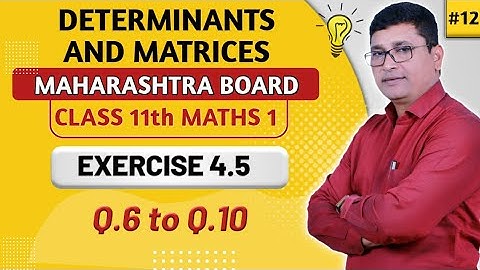 Determinants & Matrices | Exercise 4.5 | Q.6 to Q.10 I Maths I | Class 11th New Syllabus | P N Sir