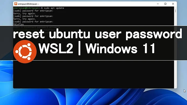 Reset Ubuntu user password | Ubuntu 20.04 | WSL2 | Windows 11