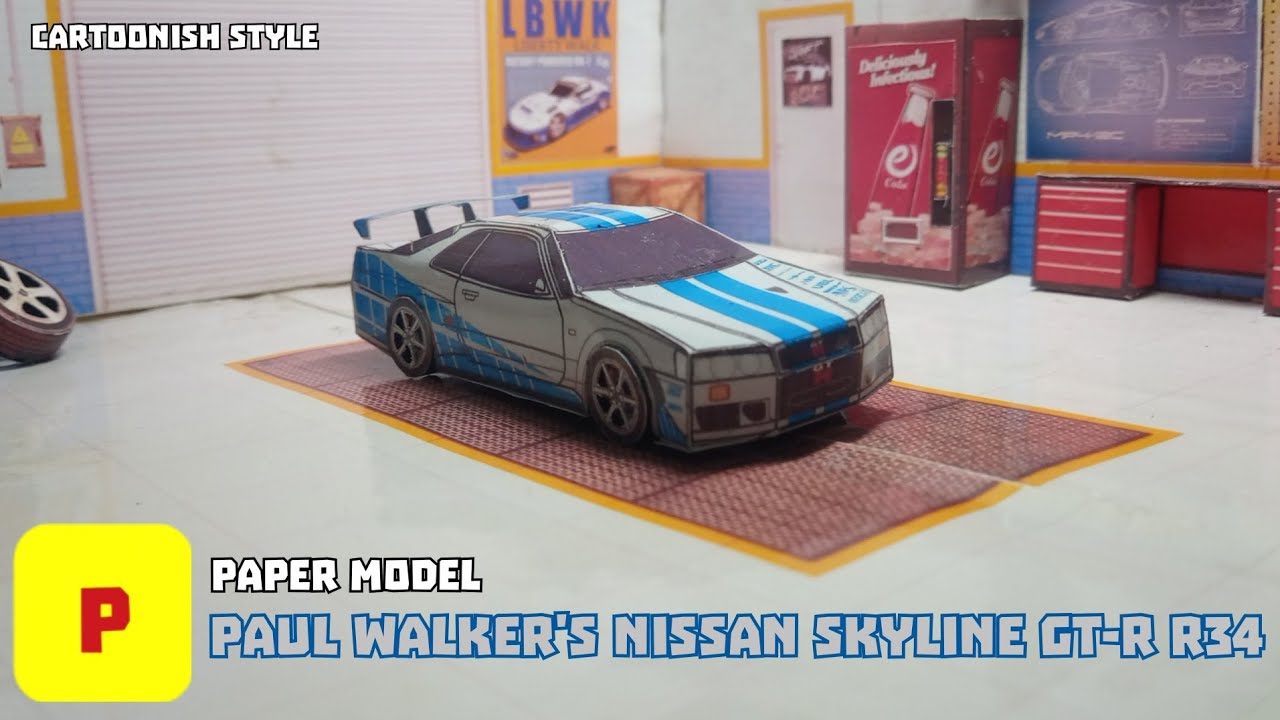 How to make paul walker's Nissan Skyline GT-R R34 paper model ...