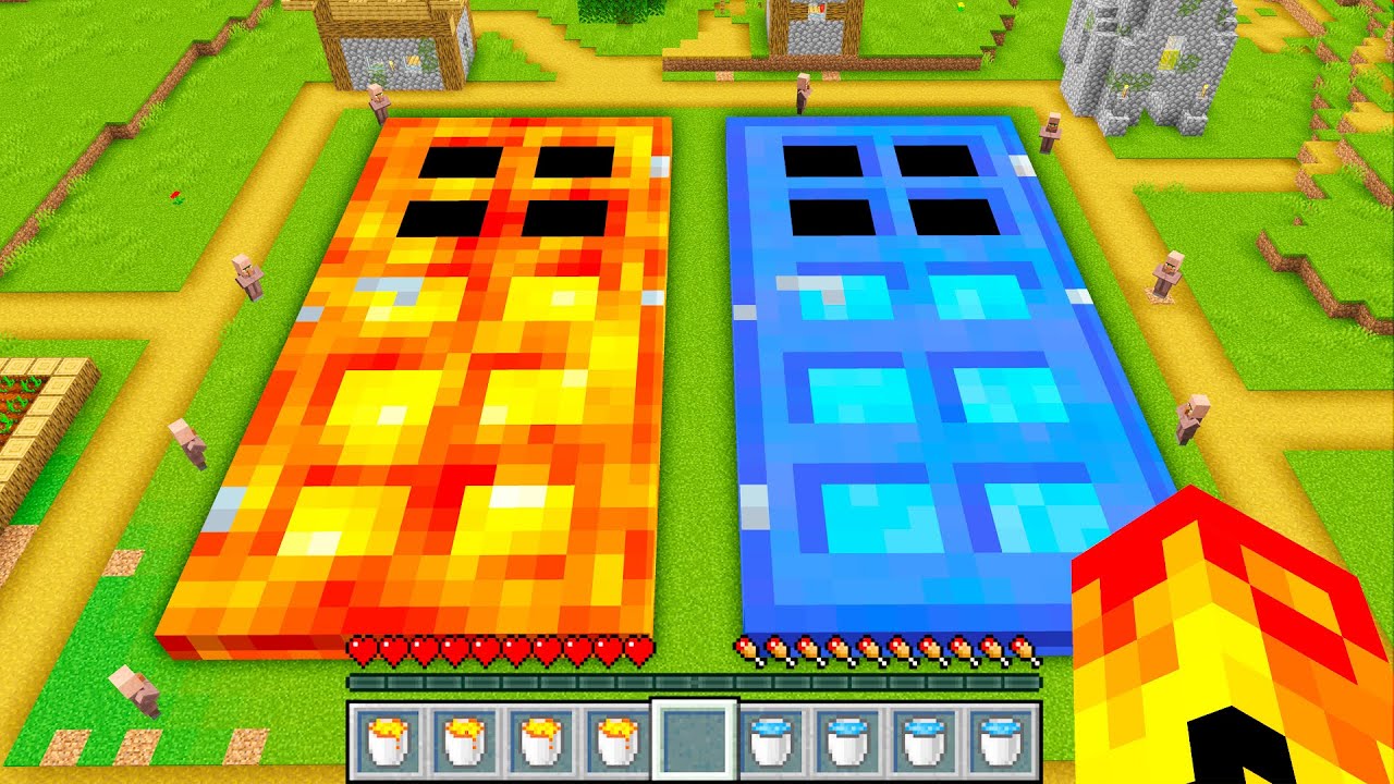 e se entrar na porta de lava e porta de água no minecraft?