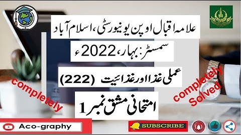 AIOU Code 222 Solved Assignment No.1 Spring 2022 ||Subject:  Applied Food & Nutrition||Level: Matric