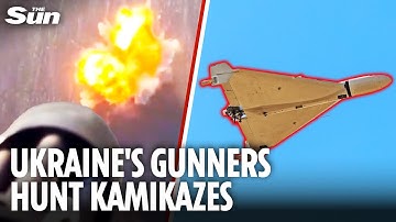 Ukraine helicopter BLOWS UP Russian drone using American minigun