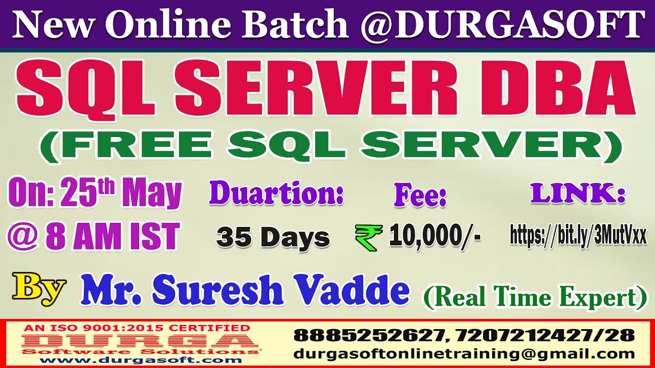SQL SERVER DBA Online Training @ DURGASOFT - YouTube