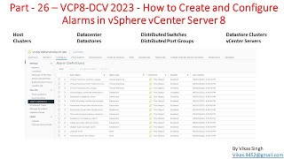 VCP8-DCV 2023 | Part-26 | How to Create and Configure Alarms in vSphere vCenter Server 8 screenshot 2