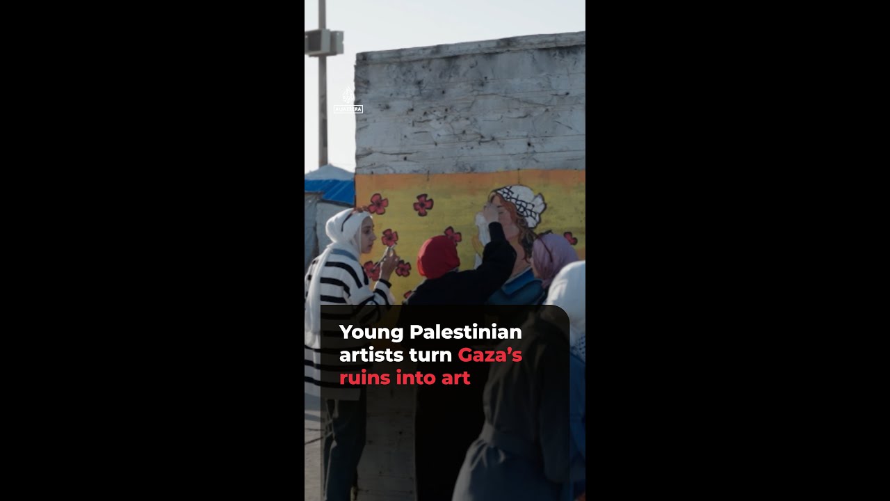 Young Palestinian artists turn Gaza’s ruins into art | AJ#shorts