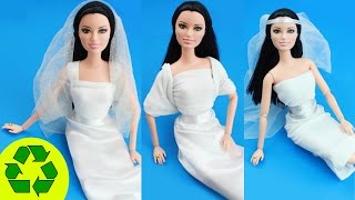 👚 👗 DIY |  No sew, No Glue Doll Wedding Dresses - Easy Doll Crafts - simplekidscrafts