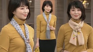 【榊原祐子】ニットを着た女性の胸はとっても魅力的!ネックウォーマーコーデ❤️【QVC/モデル/切り抜き】