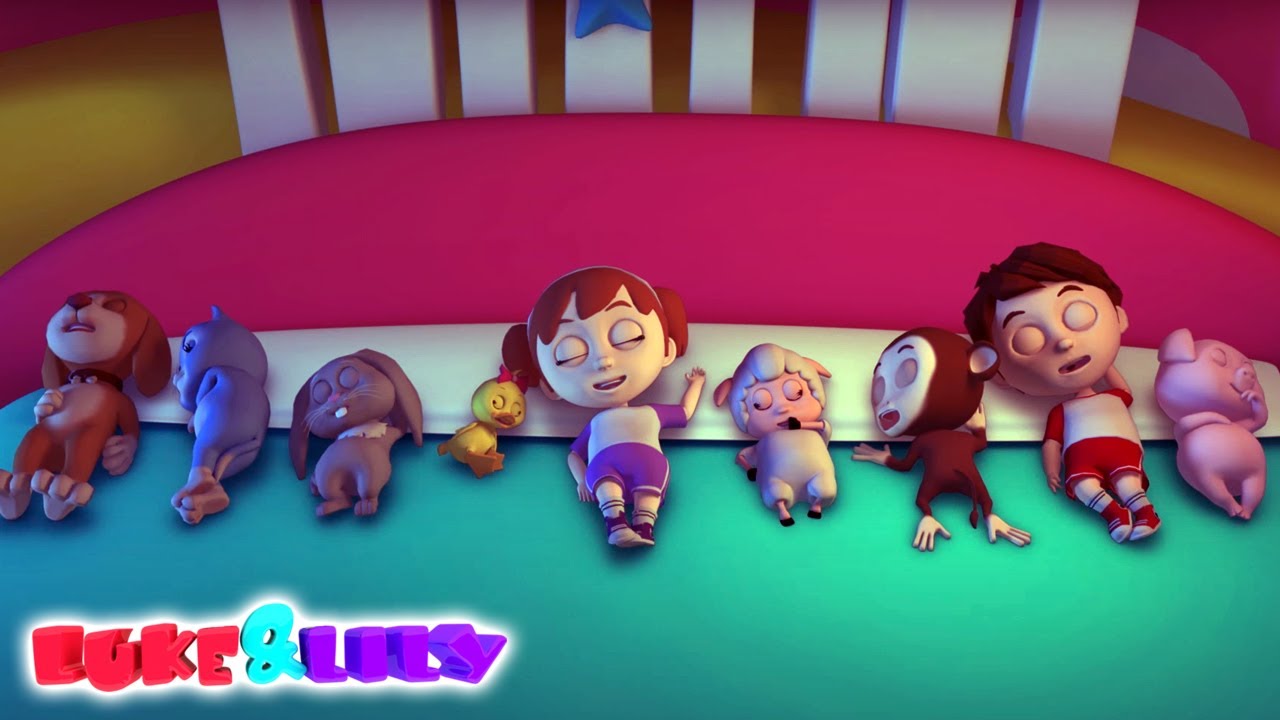 Dez na cama + aprendendo vídeo educativo para crianças