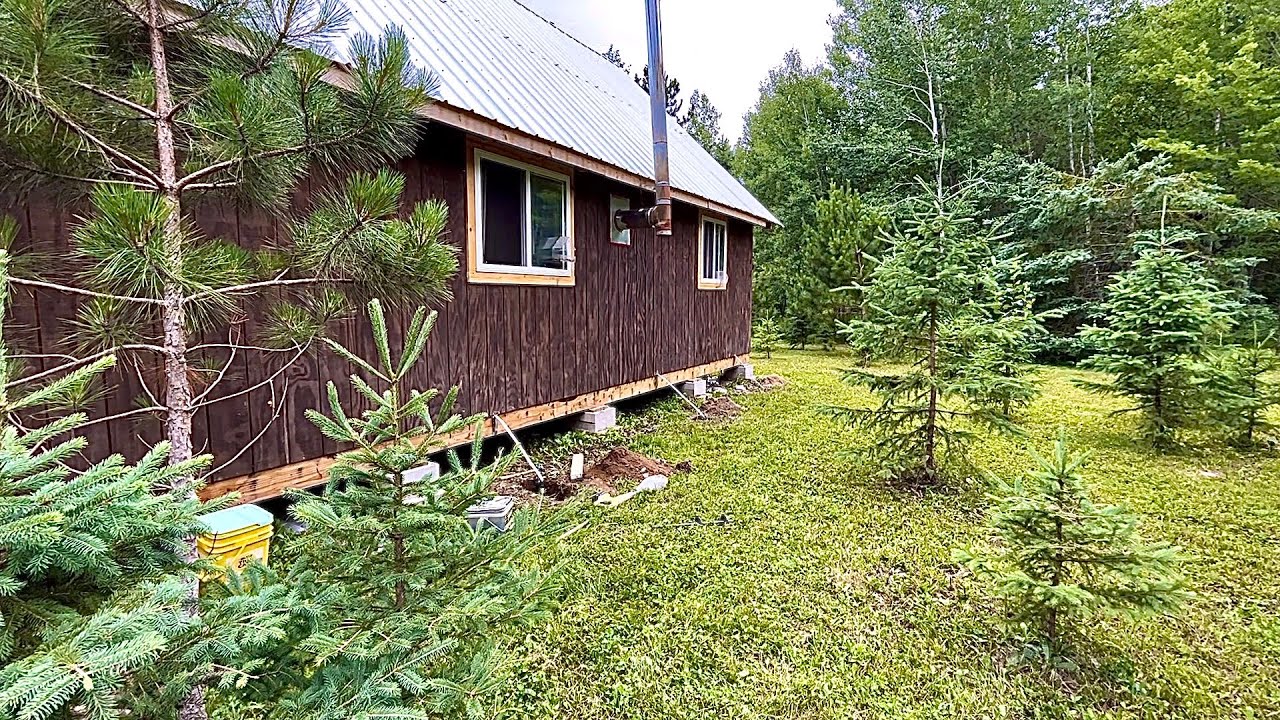 Strapping Down (Underpinning) My Self Built Off Grid Cabin In The Woods ...