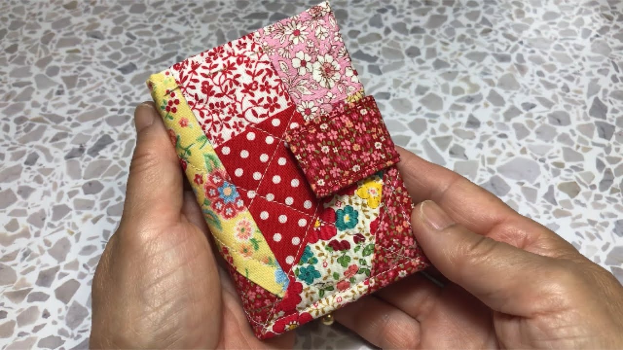 クレイジーキルトのコインケース付きカード入れ❣️Crazy quilt card holder with coin case. ❣️