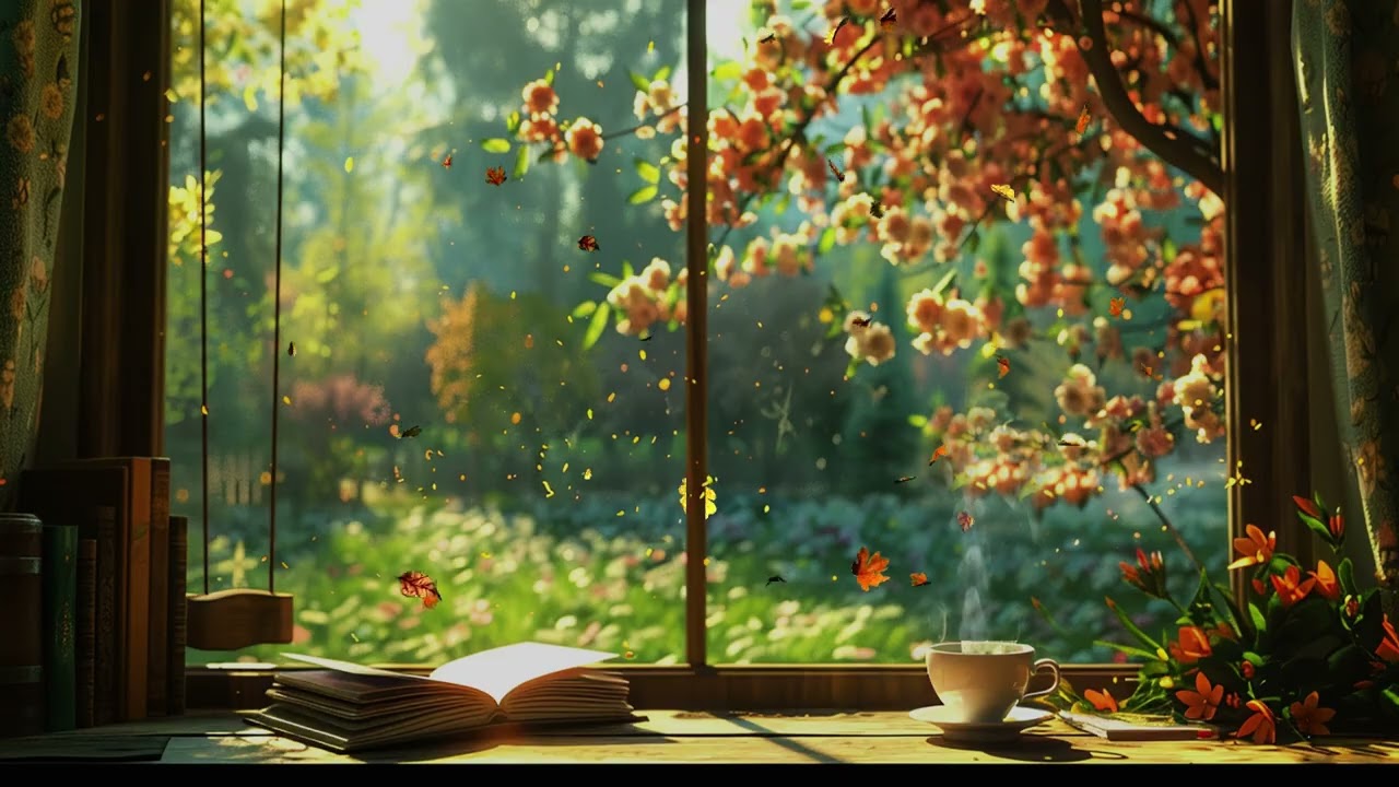Gentle Piano and Birdsong Window Sounds for Reading, Study and Relaxation