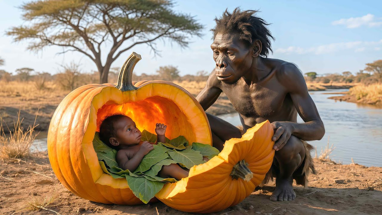 Prehistoric Survival Story | A Baby Appears from a Pumpkin in Prehistoric Times