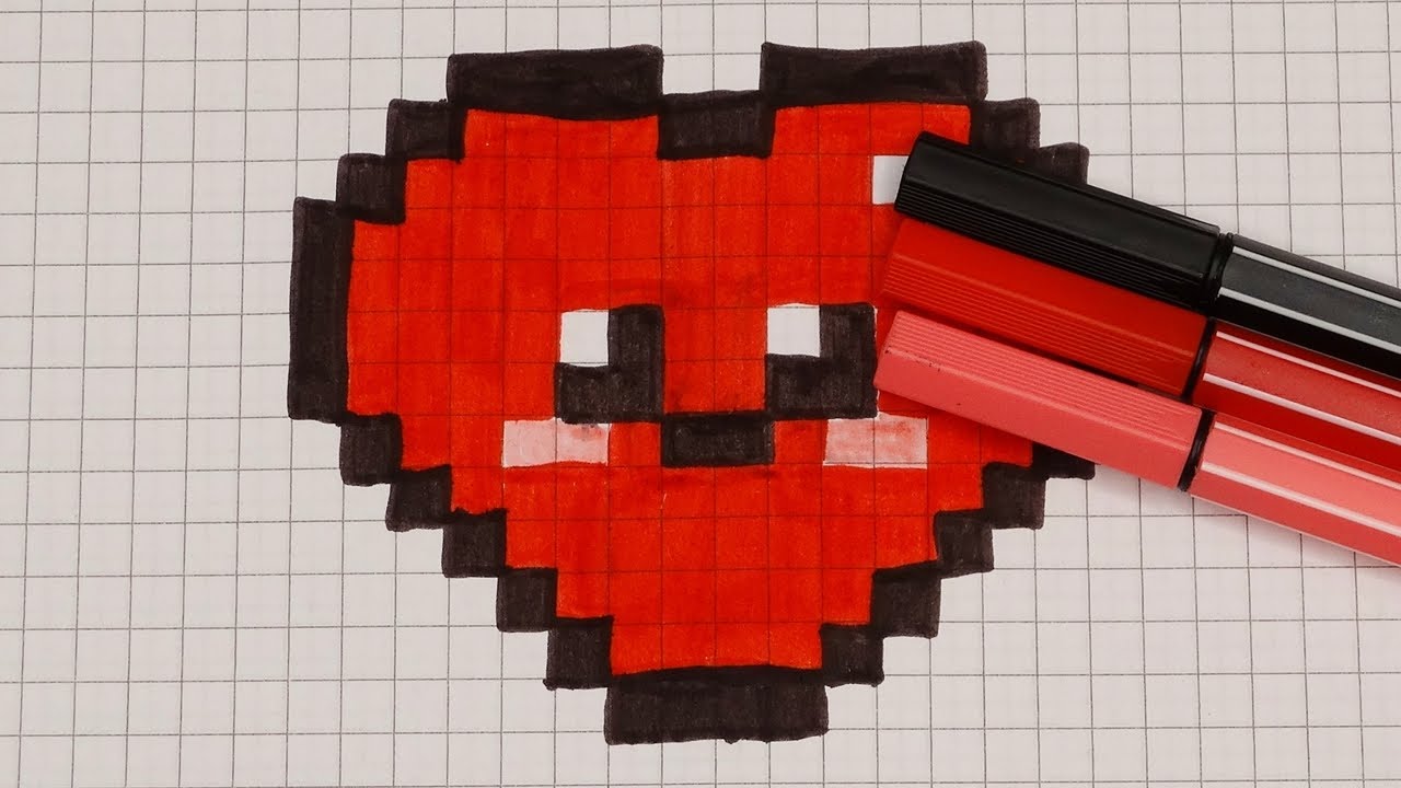 DIY Handmade Pixel Art | How to draw a cute Heart | Valentines Day Mothers Day | Draw with Me