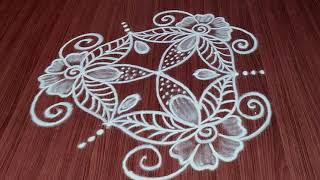 Simple Lotus Flower Rangoli Designs | 5 Dots Beginners Daily Kolam | Latest Small Muggulu With Dots