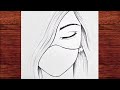Kolay Maskeli Üzgün Kız Çizimi - Bir Kız Nasıl Çizilir - Karakalem Çizimleri 2021