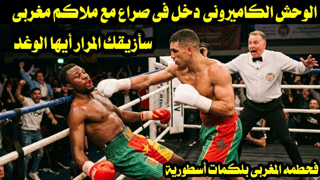 الوحش الكاميرونى دخل فى صراع مع ملاكم مغربى فحطمه المغربى بلكمات أسطورية 