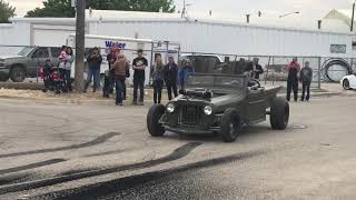 Dangerous Willy’s Jeep hot rod burnout no power steering