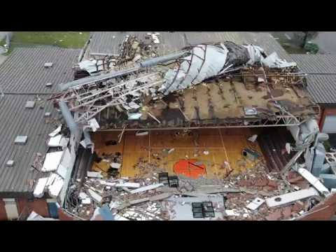 Hurricane Michael Aerial shot damaged school/buildings collapsed - Panama City, FL - 10-10-2018