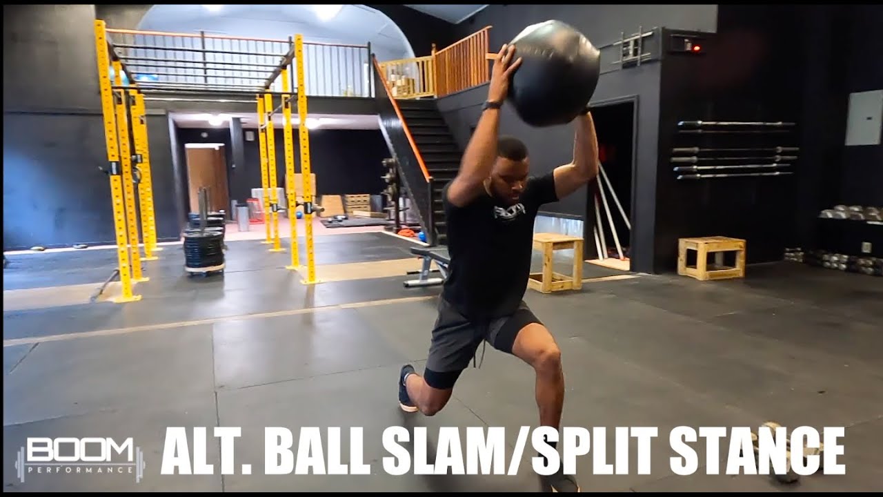 SPLIT STANCE ALTERNATING MED BALL SLAMS! Boom Performance TV - YouTube
