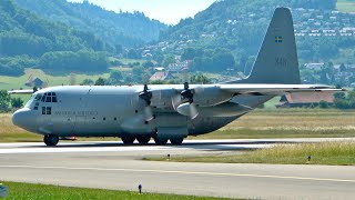 Swedish Air Force Lockheed C-130 Hercules Landing & Takeoff at Bern!