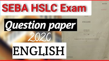 SEBA HSLC Exam 2020 Question paper ENGLISH