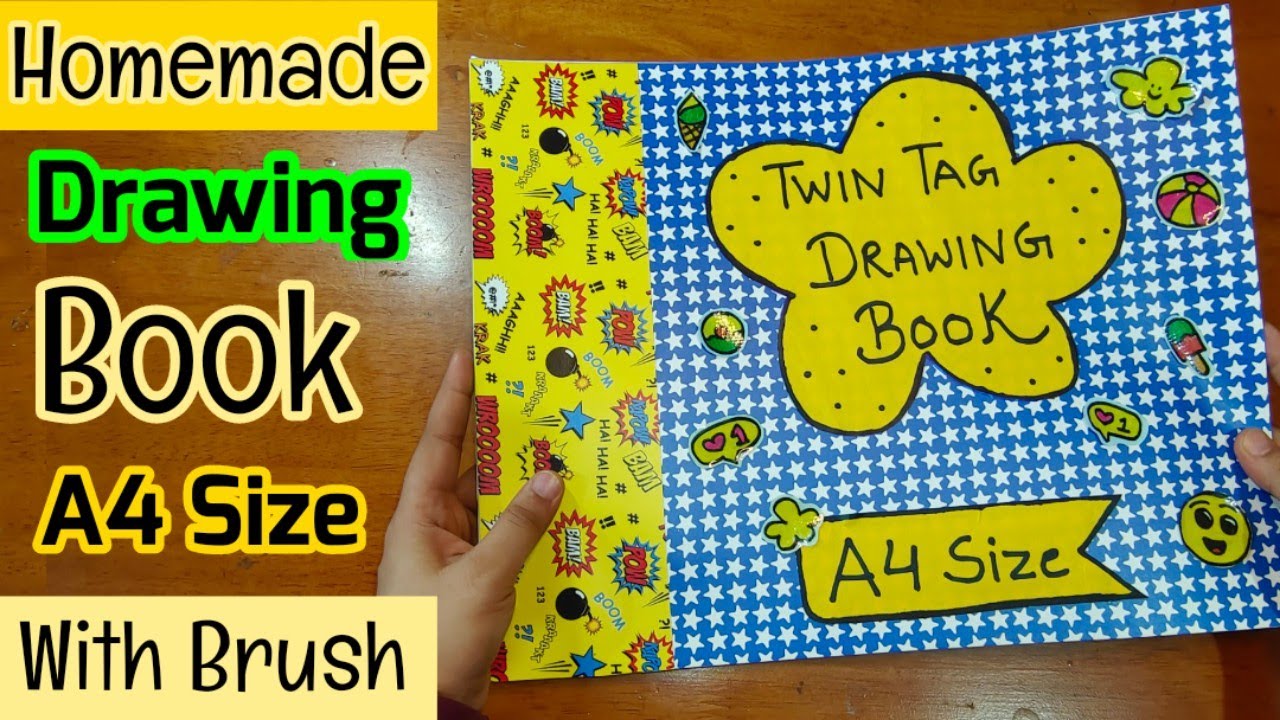 Make Your Own Creative Drawing Book🤩🤯 Homemade A4 Size Drawing Book 🤓  DIY Homemade Drawing Book💓 Diy 