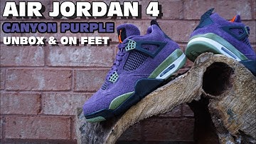 Air Jordan 4 " Canyon Purple " Unboxing , Detailed Look & On Feet - ASMR