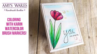 Are your water brush markers collecting dust? Stamp and watercolor with Karin Brush Markers!