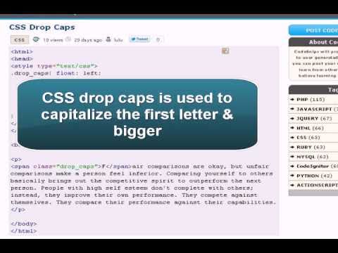 CSS Tutorial : css drop caps